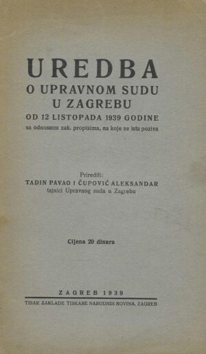 Uredba o Upravnom sudu u Zagrebu