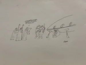 Ladislav Klein: Potpisana karikatura 30x42cm