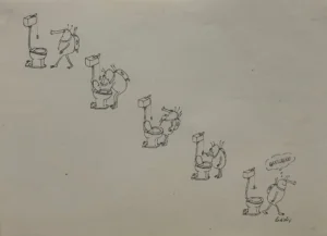 Ladislav Klein: Potpisana karikatura 30x42cm