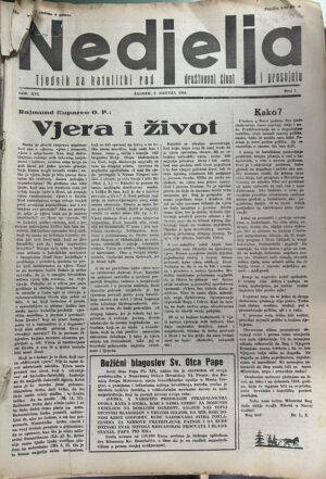 Nedjelja - Tjednik za katolički rad, društveni život i prosvjetu, 1944., (1-37/38)