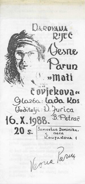 Darovna riječ Vesne Parun "Mati čovjekova", 16.10.1988.