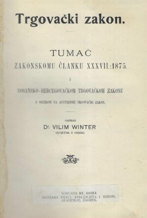 Dr. Vilim Winter: Trgovački zakon