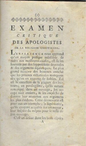 Nicolas-Antoine Boulanger: Examen critique des apologistes de la religion chrétienne