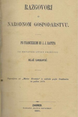 Blaž Lorković: Razgovori o narodnom gospodarstvu