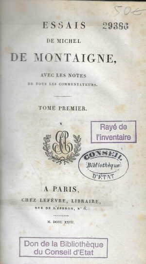 Essais de Michel de Montaigne, vol. 1